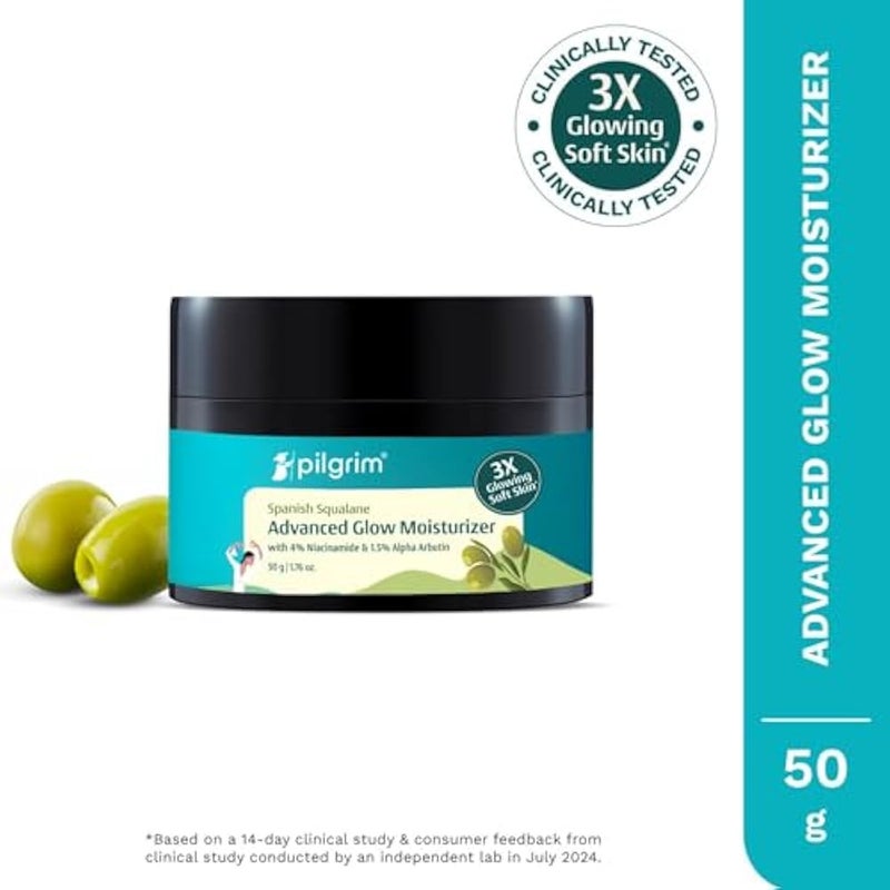 Pilgrim Squalane Niacinamide & Vitamin C Glow Moisturizer for face | Moisturizer for dry skin hydration | Face moisturizer with vitamin c for glowing skin | Non-greasy | 50 gm - Image 2