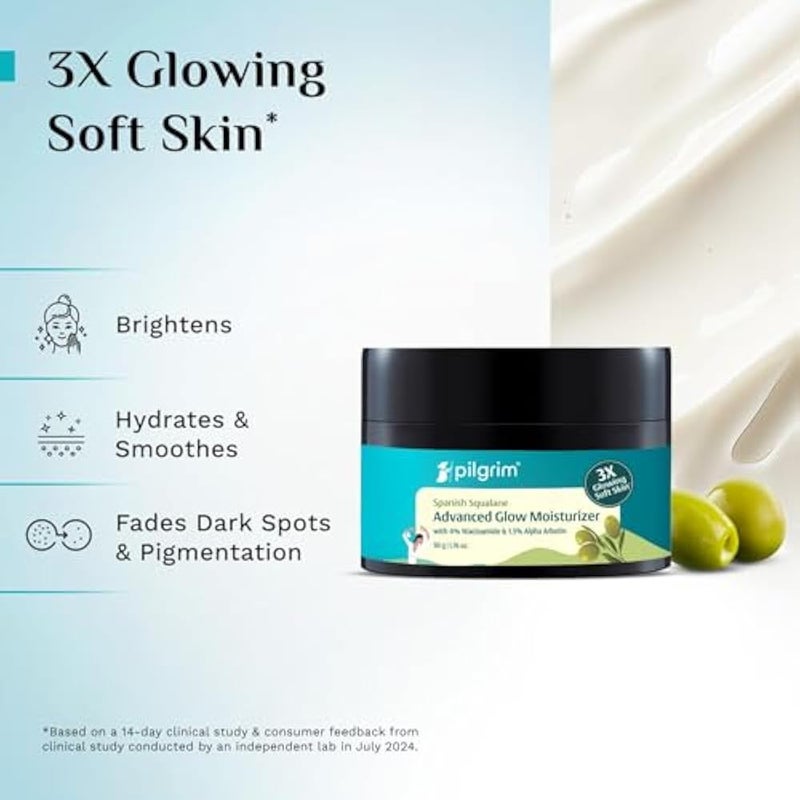 Pilgrim Squalane Niacinamide & Vitamin C Glow Moisturizer for face | Moisturizer for dry skin hydration | Face moisturizer with vitamin c for glowing skin | Non-greasy | 50 gm - Image 3