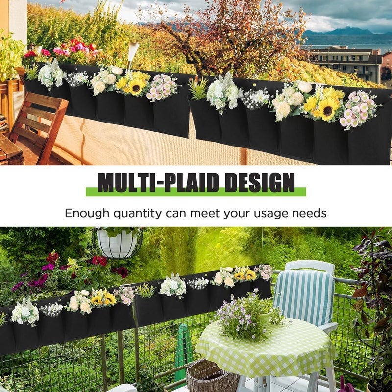 Luckam 2 Pcs Hanging Grow Bags with Pockets Horizontal Wall Planter with 20 Zip Ties Hanging Flower Bags Fence Hanging Planters for Outdoor Plants Home Decoration(100 * 30cm) - Image 5