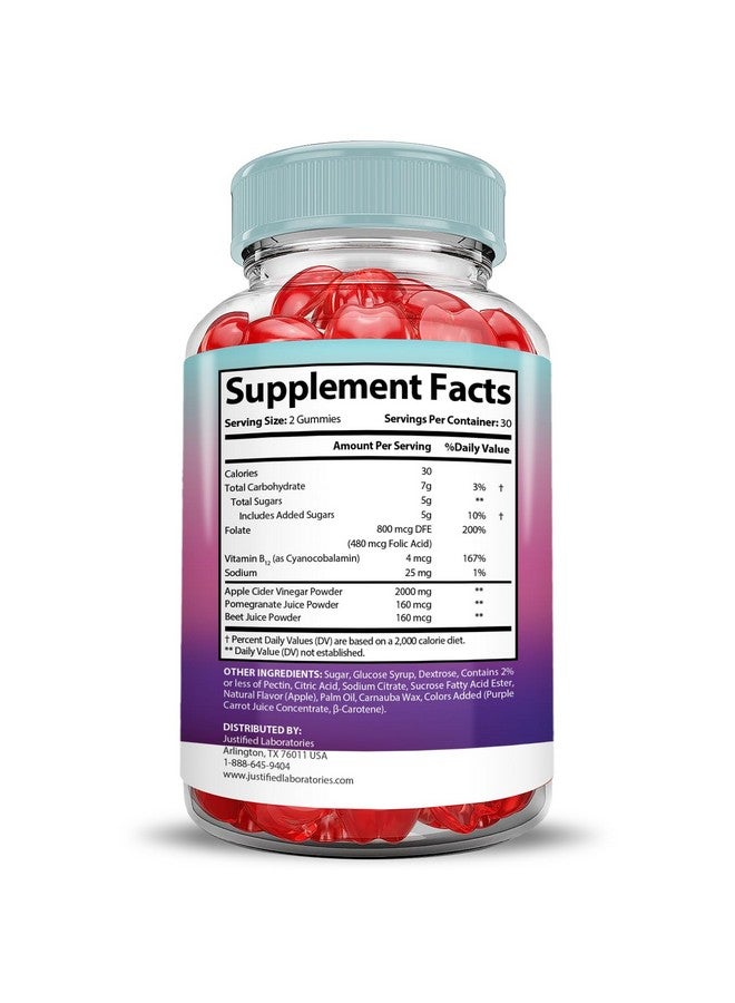 Justified Laboratories Ultra Prime Keto ACV Gummies Extreme 2000MG UltraPrime Keto Gummies Apple Cider Vinegar Formulated with Pomegranate Beet Juice Powder B12 Vegan Non GMO 60 Gummys - Image 5