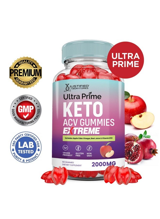 Justified Laboratories Ultra Prime Keto ACV Gummies Extreme 2000MG UltraPrime Keto Gummies Apple Cider Vinegar Formulated with Pomegranate Beet Juice Powder B12 Vegan Non GMO 60 Gummys - Image 2