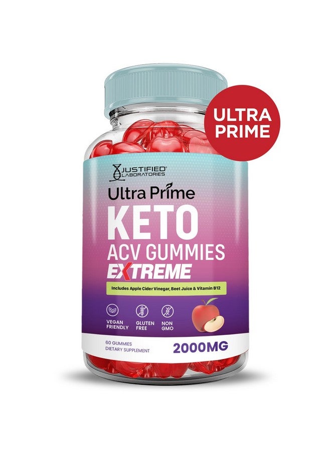 Justified Laboratories Ultra Prime Keto ACV Gummies Extreme 2000MG UltraPrime Keto Gummies Apple Cider Vinegar Formulated with Pomegranate Beet Juice Powder B12 Vegan Non GMO 60 Gummys - Image 3