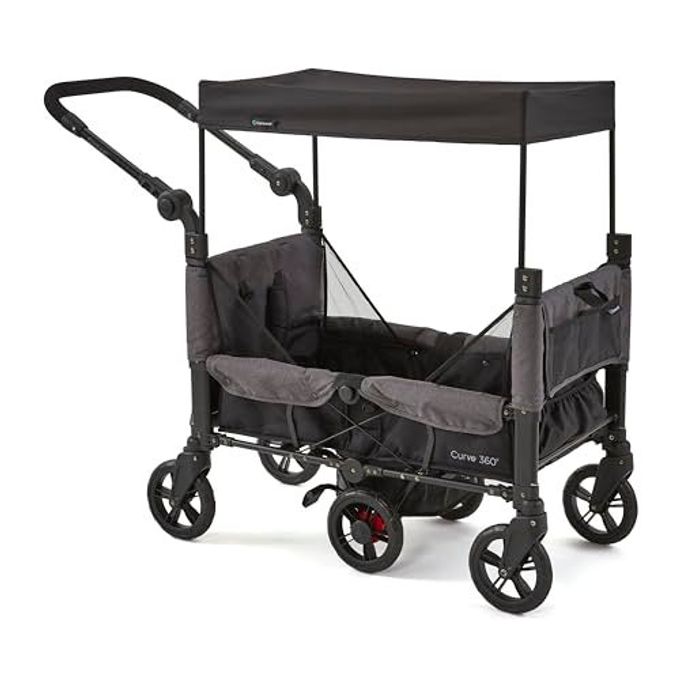 Contours Curve 360 Lightweight Double Baby Stroller Wagon For 2 Kids, Fits Infant Car Seats, Ultra Maneuverable, Easy In And Out For Toddlers With Deep Footwell, Storage Pockets And Adjustable Handle - Image 1