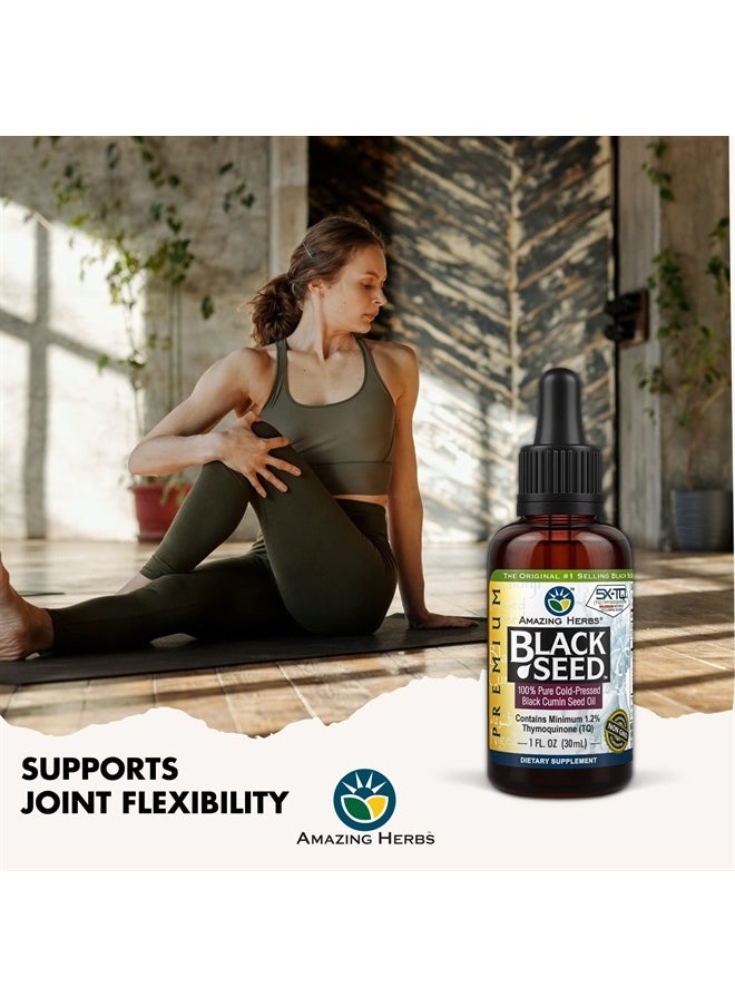 Amazing herbs Premium Black Seed Oil - Cold Pressed Nigella Sativa Aids in Digestive Health, Immune Support, Brain Function, Joint Mobility, Gluten Free, Non GMO - 1 Fl Oz  - Image 5