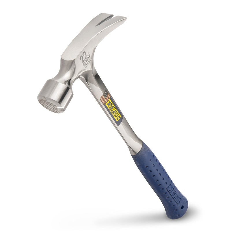 ESTWING Framing Hammer - 22 oz USA Made Long Handle Straight Rip Claw Hammer with Milled Face & Shock Reduction Grip - E3-22SM - Image 1