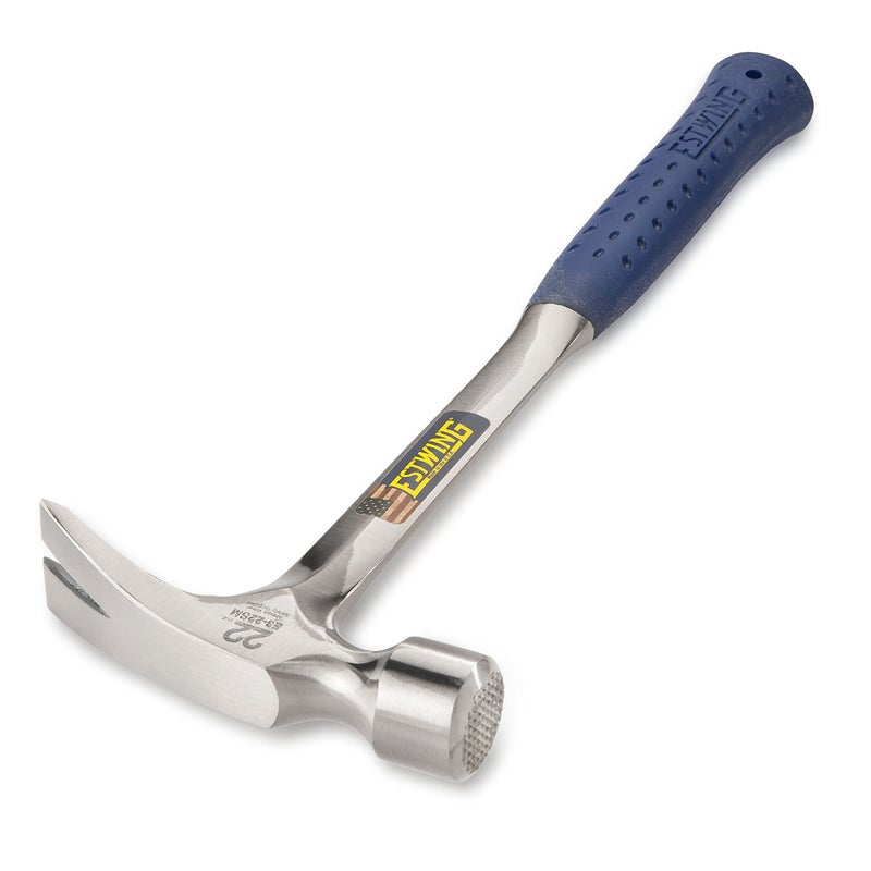 ESTWING Framing Hammer - 22 oz USA Made Long Handle Straight Rip Claw Hammer with Milled Face & Shock Reduction Grip - E3-22SM - Image 2