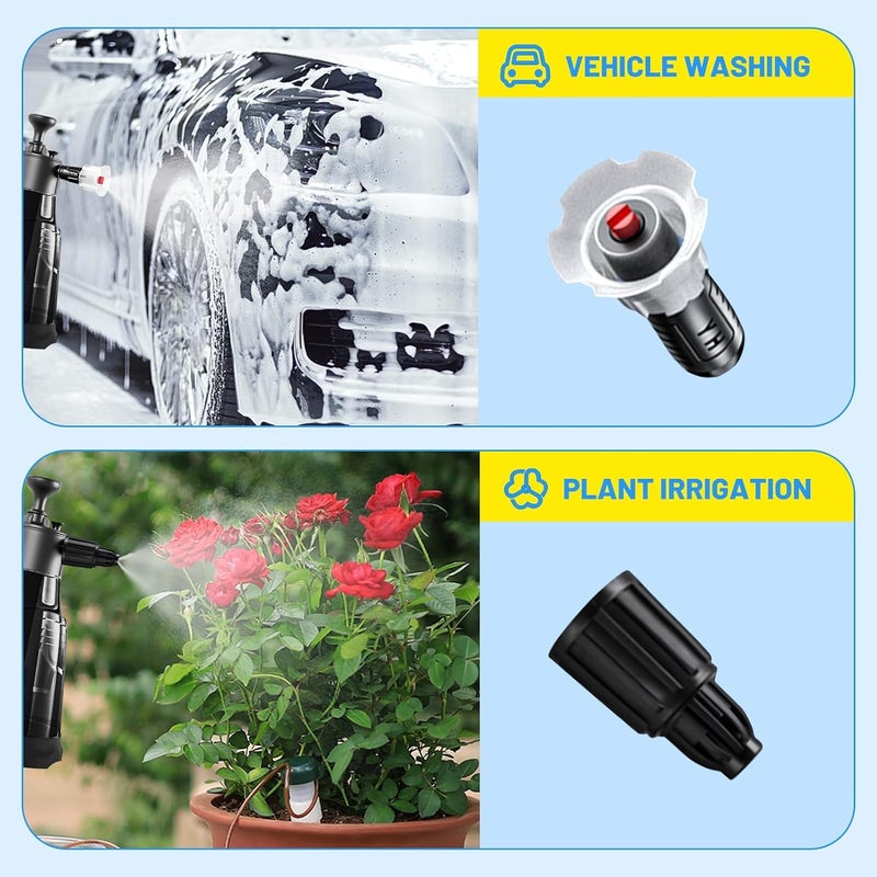 PINKE Car Foam Sprayer, Portable Car Wash Pump Foaming Watering Can, 2.3L High Pressure Hand Pump Sprayer Soap Atomizer Water Sprayer for House Cleaning, Garden, and Yard Care - Image 3