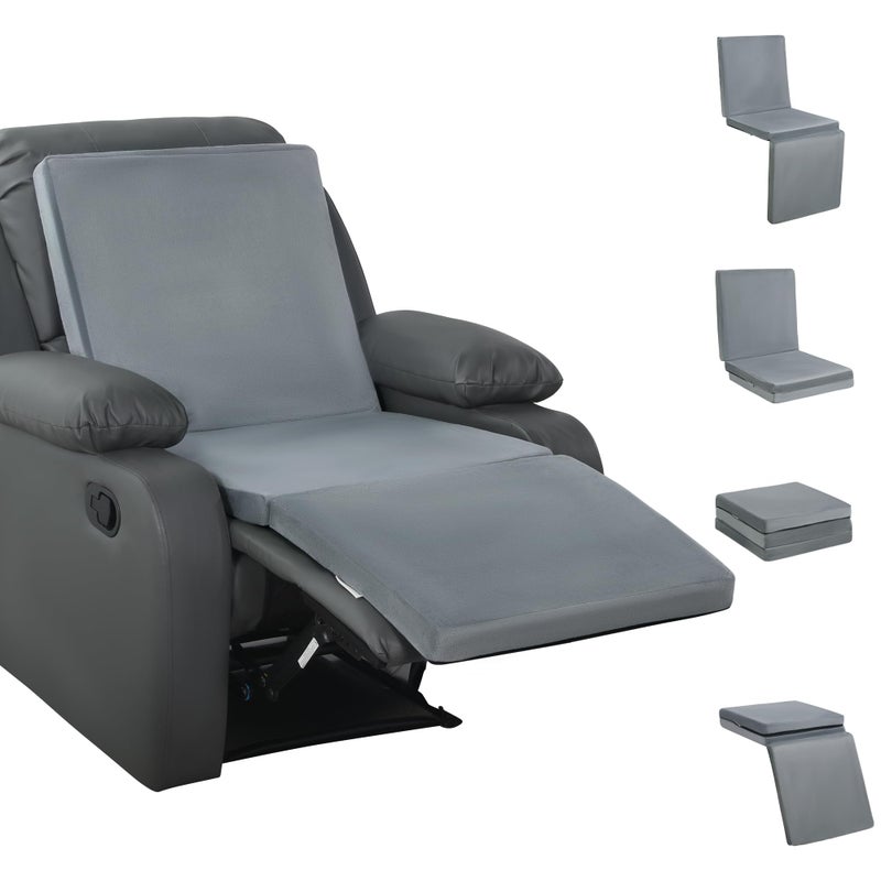 HOMBYS 3-in-1 Recliner Seat Cushion with Lumbar Support Pillow & Footrest, Multi-Functional Adjustable Height 2" to 6" for You to Choose, Non-Slip Memory Foam Chair Cushion for Elderly, Light Grey - Image 1