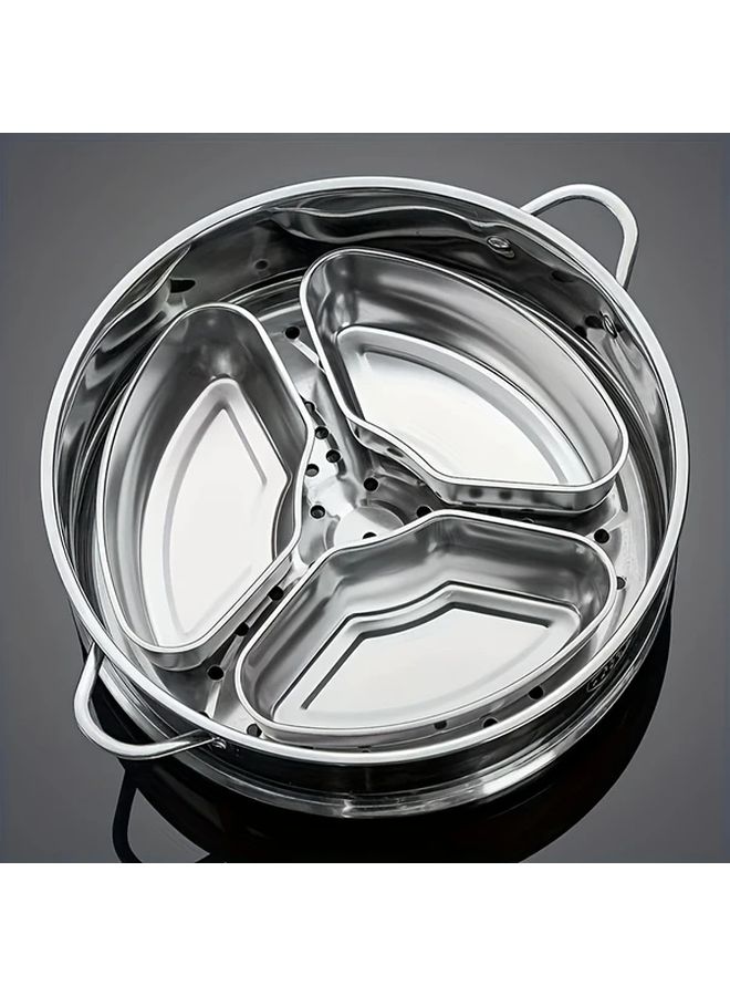 Stainless Steel Steamer Set 4PCS with Multi Layer Fan Shaped Plate and Egg Insert - Image 1