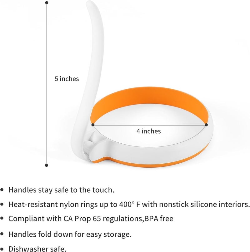 Vroxy Perfect Fried Egg Mold Or Pancake Rings with Heat-Resistant Handles for Cooking Silicone Egg Ring and Breakfast Sandwiches, Omelets and Nonstick Mold Ring Maker (1) - Image 2