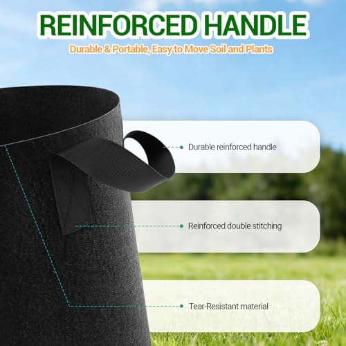 EOKOICA 5-Pack 5 Gallon Grow Bags, Thickened Aeration Fabric Pots with Handles, Heavy Duty Plant Bags for Vegetables, Tomatoes, Potatoes, Fruits & Flowers, Reusable Garden Pots for Plants - Image 5