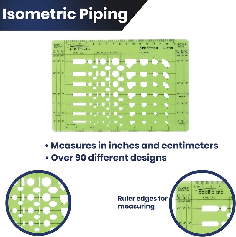 Pacific Arc Pipe Fitting Template Guide, with Pipe O.D., End Bell, Flange, and Fittings - Image 3