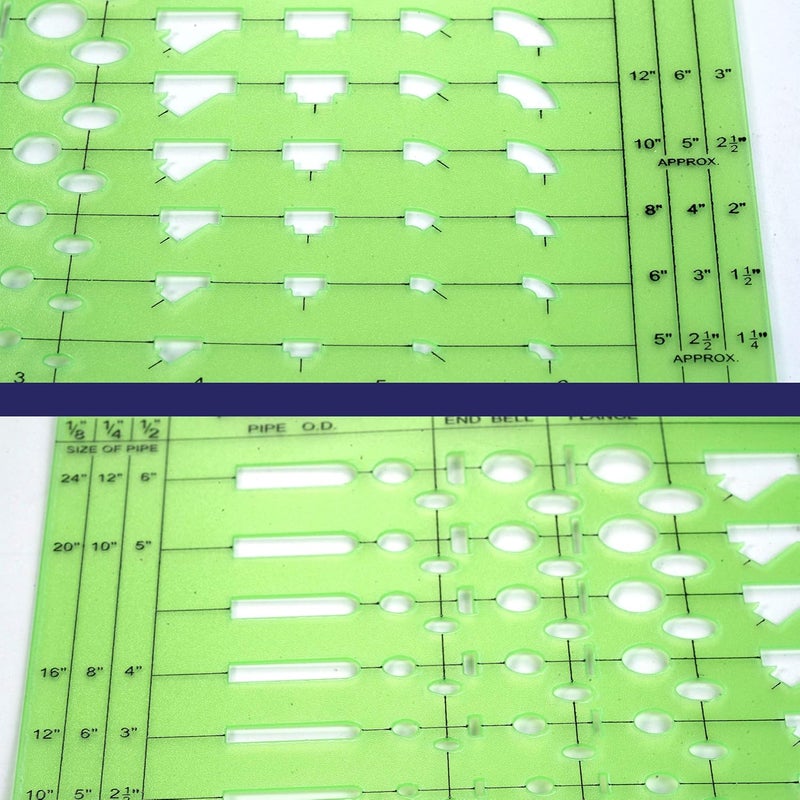Pacific Arc Pipe Fitting Template Guide, with Pipe O.D., End Bell, Flange, and Fittings - Image 4