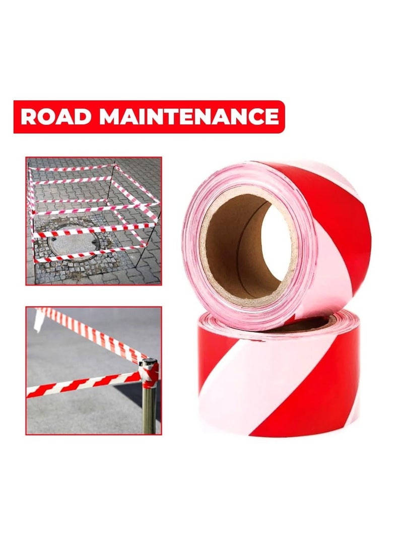Berry Red & White Non-Adhesive Barrier Tape – 3-inch x 200m Caution Tape Roll for Cordoning Off Areas