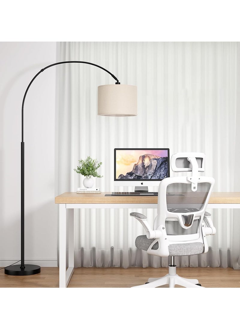 ACPLAY - Dimmable Floor Lamp, Nordic Style Floor Lamp with Dimmer, Black Standing Lamp, Adjustable Hanging Shade, Over Couch Reading Light, Modern Pole Lamp for Living Room Bedroom - Image 1