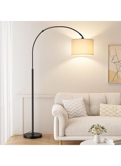 ACPLAY Dimmable Floor Lamp, Nordic Style Floor Lamp with Dimmer, Black Standing Lamp, Adjustable Hanging Shade, Over Couch Reading Light, Modern Pole Lamp for Living Room Bedroom  - Image 1