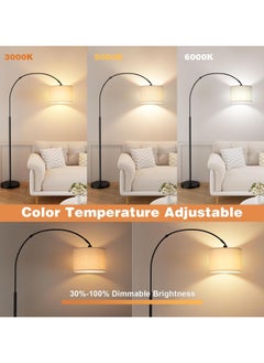 ACPLAY Dimmable Floor Lamp, Nordic Style Floor Lamp with Dimmer, Black Standing Lamp, Adjustable Hanging Shade, Over Couch Reading Light, Modern Pole Lamp for Living Room Bedroom  - Image 4
