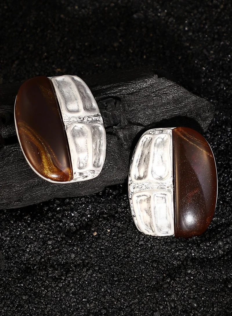 SOHI Women The Nefertiti Statement Earrings | Antique Silver Colour | One-Size | Artificial Stone Alloy Material | Push Back Closure | Earrings For Casual & Evening Wear