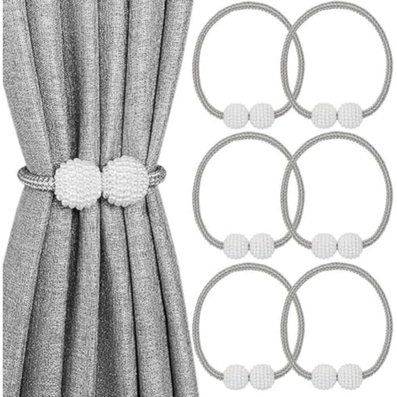 6Pcs Magnetic Curtain Tiebacks, Curtain Tie Backs, Rope Buckle Curtain Holdbacks Holder, Curtain Holder Holdbacks with Strong Magnetic, for Home Bedroom Office Decorative Curtain - Image 1