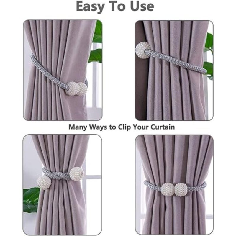 6Pcs Magnetic Curtain Tiebacks, Curtain Tie Backs, Rope Buckle Curtain Holdbacks Holder, Curtain Holder Holdbacks with Strong Magnetic, for Home Bedroom Office Decorative Curtain - Image 4