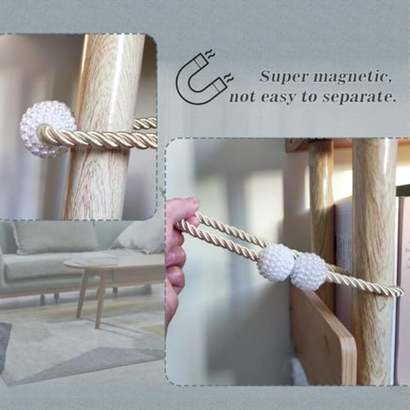 6Pcs Magnetic Curtain Tiebacks, Curtain Tie Backs, Rope Buckle Curtain Holdbacks Holder, Curtain Holder Holdbacks with Strong Magnetic, for Home Bedroom Office Decorative Curtain - Image 3