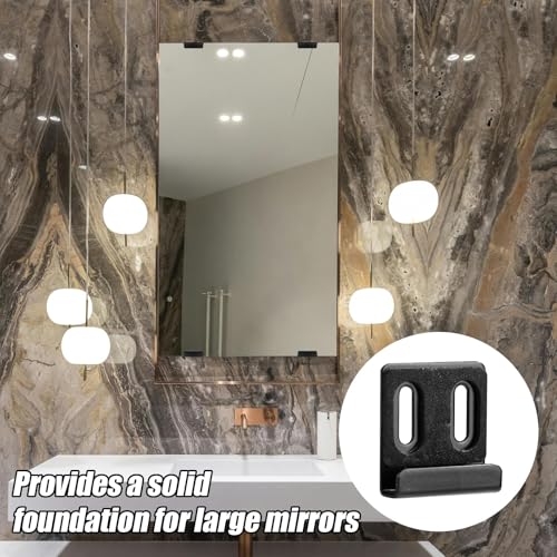 MTRoyaldia 4pcs Heavy Duty Mirror Hanging Kit, Heavy Mirror Mounting Hardware Mirror Clips for Wall Mounting, Wide Channel Mirror Hanger for The Wall Mirror Hooks with Screw for Frameless Mirror - Image 4