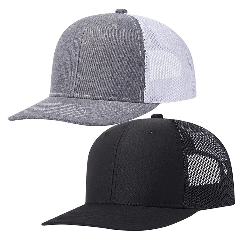 Quanhaigou Trucker Hat - Mesh Snap Back - Unisex Adjustable Baseball Cap - Outdoor Hats for Men Women (2pcs Gray + Black) - Image 1