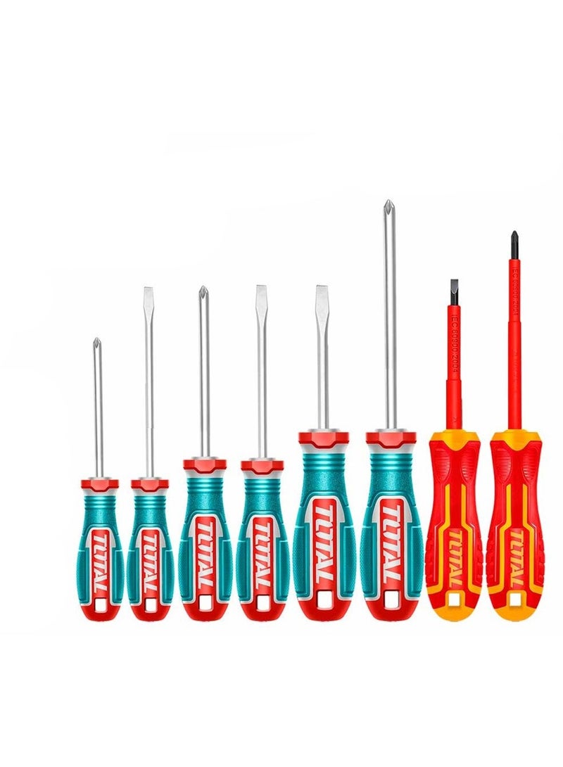 TOTAL 8 Pcs Insulated Screwdriver Set TKSDS0836 – VDE Certified S2 Steel Magnetic Tip Electrician Screwdriver Kit - Image 3