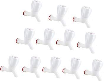 G Shri Ganesh White PVC Plastic Bib Cock Water Taps for Kitchen Bathroom Wash Basins Set of 12 12 15 mmType PVC Taps Faucet for Hot and Cold Water Glossy - Image 1