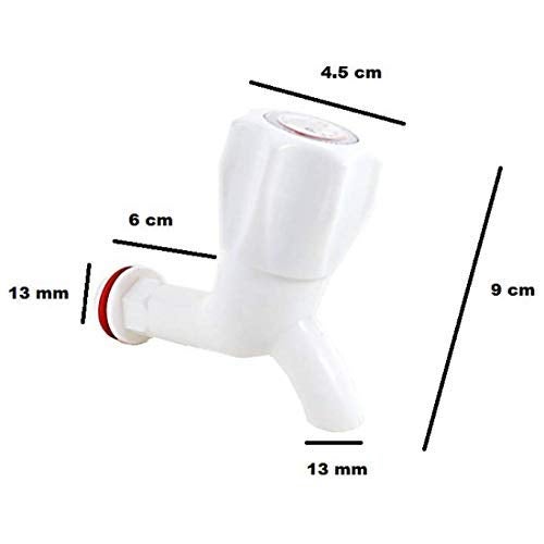 G Shri Ganesh White PVC Plastic Bib Cock Water Taps for Kitchen Bathroom Wash Basins Set of 12 12 15 mmType PVC Taps Faucet for Hot and Cold Water Glossy - Image 2
