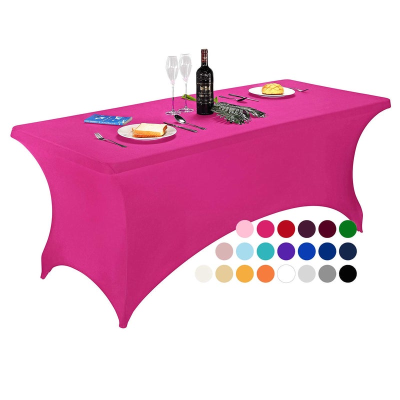 LZY Spandex Fitted Stretch Table Cover for 6 ft or 4ft or 8ft Folding Table Rectangular Cocktail Tablecloth Perfect for Party or Banquet