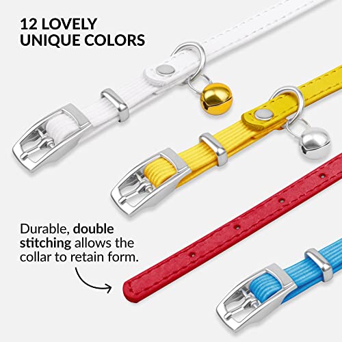 CollarDirect Leather Cat Collar with Bell - Kitten Collar, Small and Big Cat Strap for Boy Cats, Girl Cats with Safety Elastic Strap (Neck Fit 6"-7", Red) - Image 5