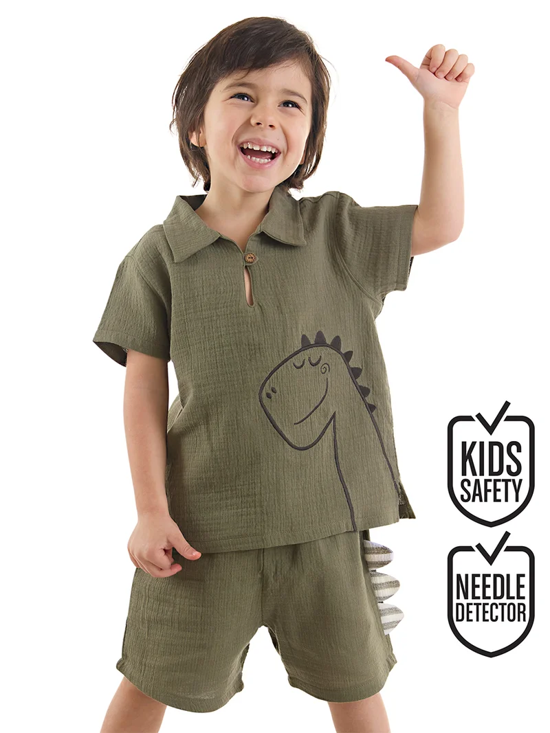 Denokids Dino Muslin Boy Shirt&Shorts Set