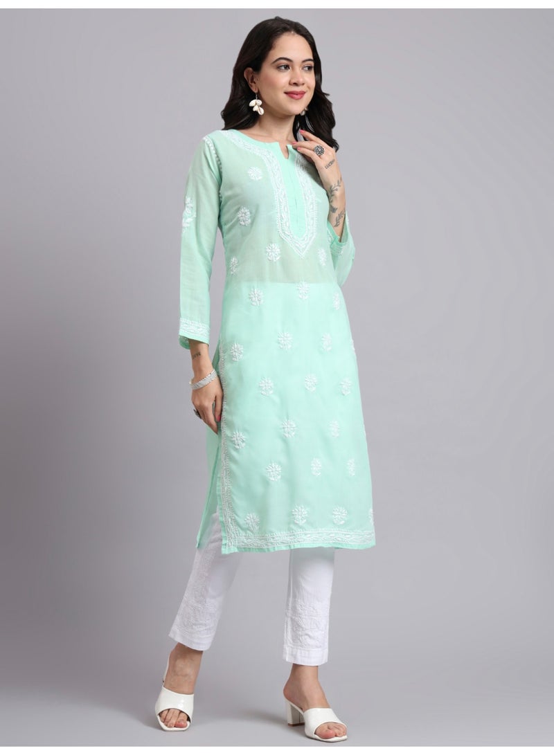 Alaya Hand Embroidered Chikankari Cotton Kurta-AL3999 - Image 1