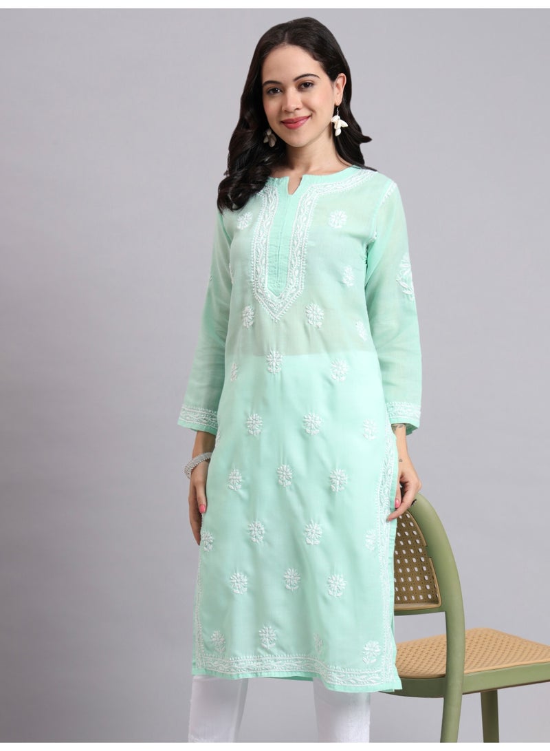 Alaya Hand Embroidered Chikankari Cotton Kurta-AL3999 - Image 5