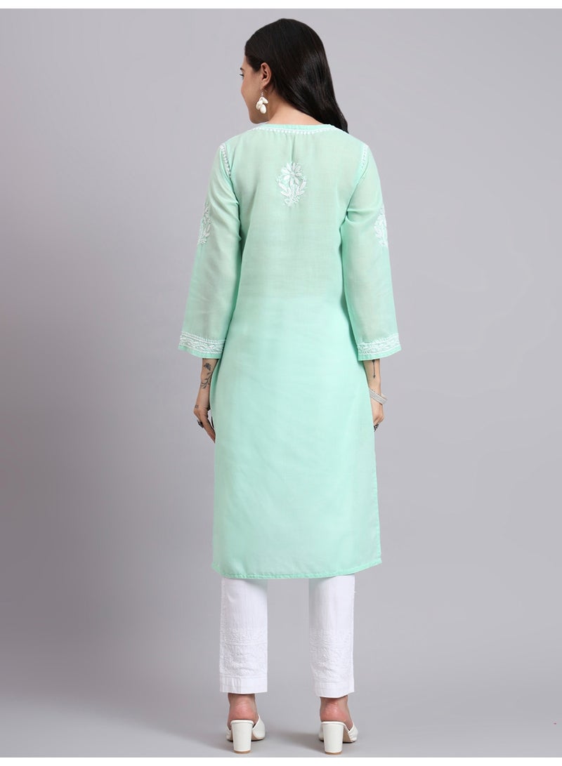 Alaya Hand Embroidered Chikankari Cotton Kurta-AL3999 - Image 2