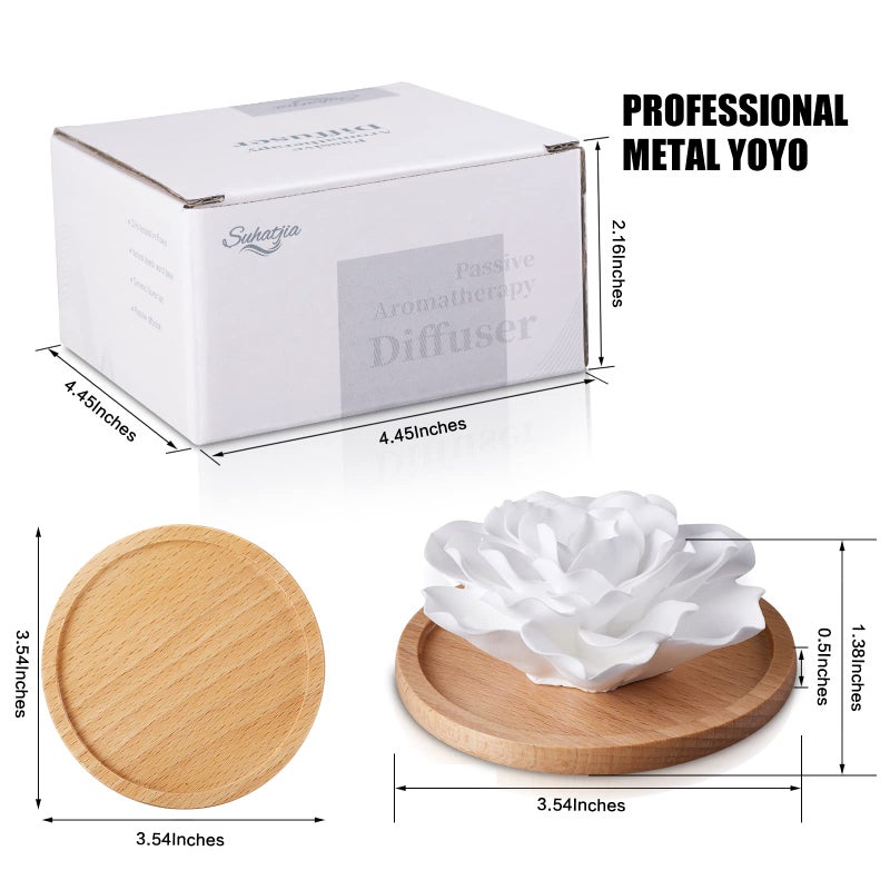 Suhatjia Passive Essential Oil Diffuser,Aromatherapy Passive Mini Ceramic Essential Oil Small Diffuser for Desk Office Home Gift (Roses) - Image 3
