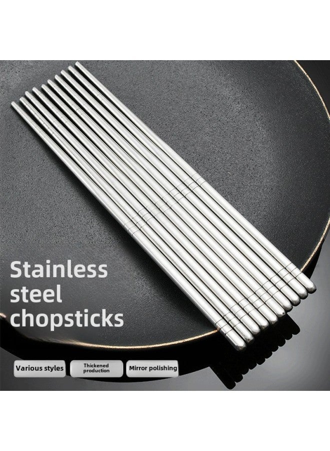 201 Stainless Steel Chopsticks Household Tableware Polished Non-slip Design Insulated Hollow Thread Chopsticks Wholesale-Color:6.5 PSE Wheel Hand-polished 201-Specifications:23cm - Image 1