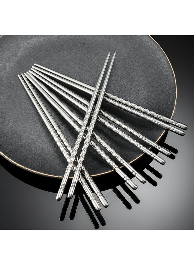 201 Stainless Steel Chopsticks Household Tableware Polished Non-slip Design Insulated Hollow Thread Chopsticks Wholesale-Color:6.5 PSE Wheel Hand-polished 201-Specifications:23cm - Image 2
