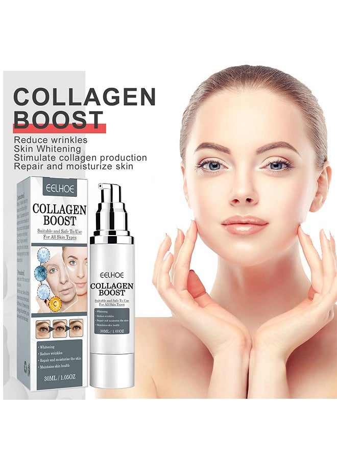 إيلهو - Collagen Boost- سيروم مضاد للشيخوخة ، كريم كولاجين مضاد للتجاعيد للنساء ، معزز كولاجين للوجه بحمض الهيالورونيك 30 مل - Image 1