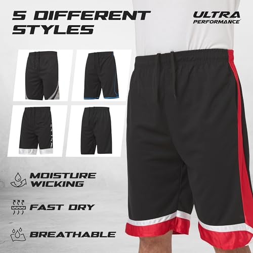 Ultra Performance 5 Pack Mens Shorts, Athletic Gym Shorts Workout Basketball Shorts for Men, X-Large - Image 5