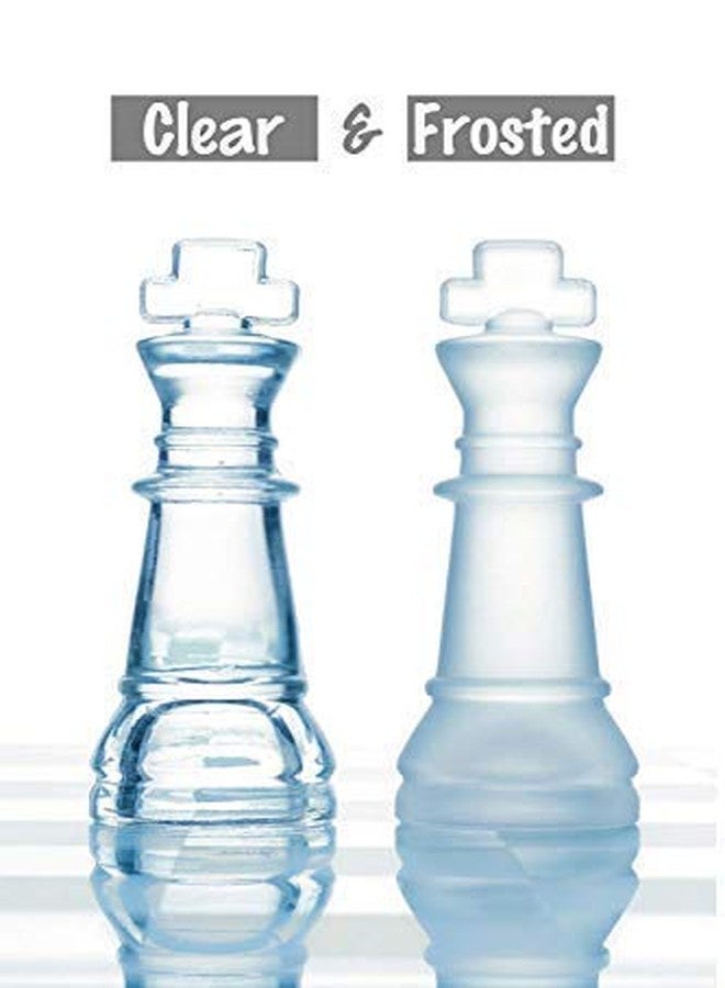 MSA Glass Chess Set with Glass Board | Frosted & Clear Glass Chess Pieces | Mind Game for Adults | Strategy/Outdoor Game (Set of 1)(20x20cm) - Image 3