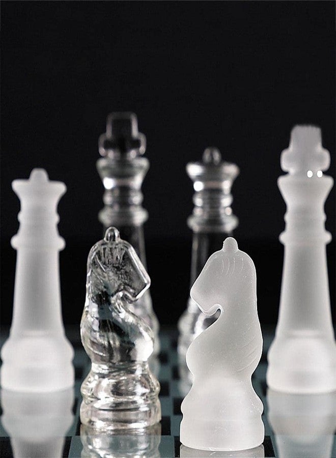 MSA Glass Chess Set with Glass Board | Frosted & Clear Glass Chess Pieces | Mind Game for Adults | Strategy/Outdoor Game (Set of 1)(20x20cm) - Image 4