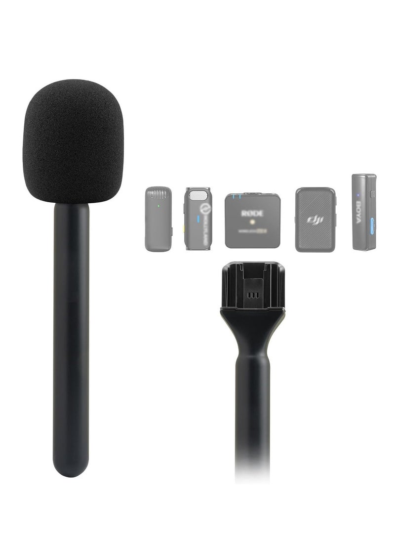 ELTRAZONE Handheld Mic Adapter Stand for Multiple Branded Wireless Transmitters, Interview Go Handle Stick with Cold Shoe Mount for Secure Mic Holding and Easy Setup – Ideal for Interviews, Vlogging, and Presentations  - Image 5