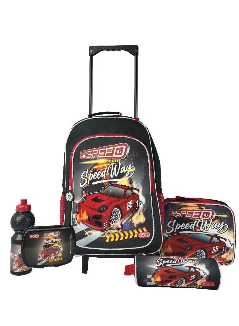 روكو حقيبة بعجلات قيمة 5 في 1 من هاي سبيد مع ملحقات