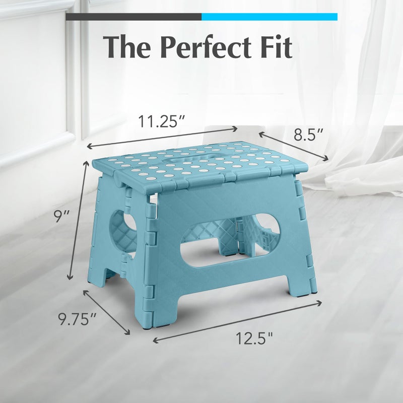 Handy Laundry Folding Lightweight Step Stool - Sturdy Enough to Support Adults and Safe Enough for Kids - Opens Easy with One Flip - Great for Kitchen, Bathroom or Bedroom (Teal | 2-Pack) - Image 5