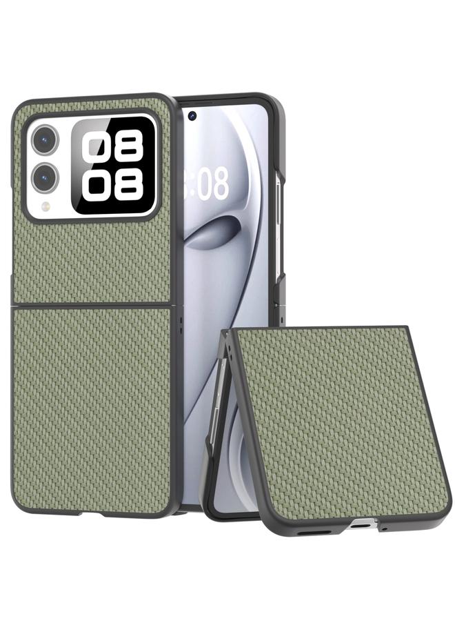 erorex For Huawei nova Flip Black Frame Carbon Fiber Texture PU Phone Case(Green)