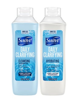 Suave Suave Shampoo & Conditioner Set, Clarifying & Hydrating – Build Up & Residue Removal Formulas for Beautiful, Shiny Hair, 22.5 Oz Ea (2 Piece Set) 