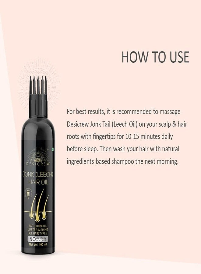 DESICREW Pure Jonk Oil Leech Tail with comb Applicator - Cold Pressed - For Hair Regrowth control & hair fall For Men & Women-100ML-(100 ml) - Image 4