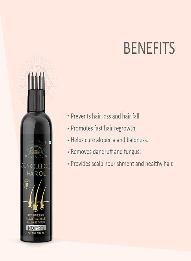 DESICREW Pure Jonk Oil Leech Tail with comb Applicator - Cold Pressed - For Hair Regrowth control & hair fall For Men & Women-100ML-(100 ml) - Image 5